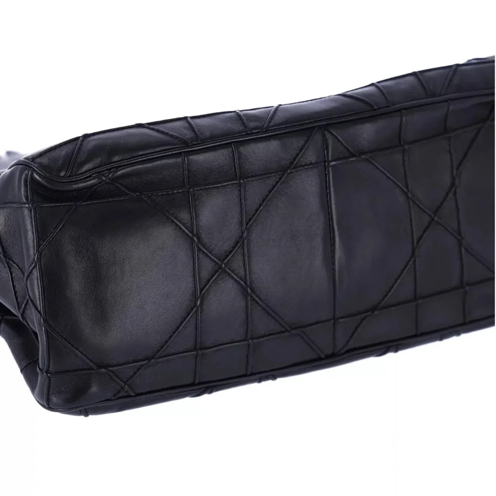 Christian Dior Black Lambskin Leather New Lock Ruffle Flap Shoulder Bag Ruffle - Picture 11 of 15